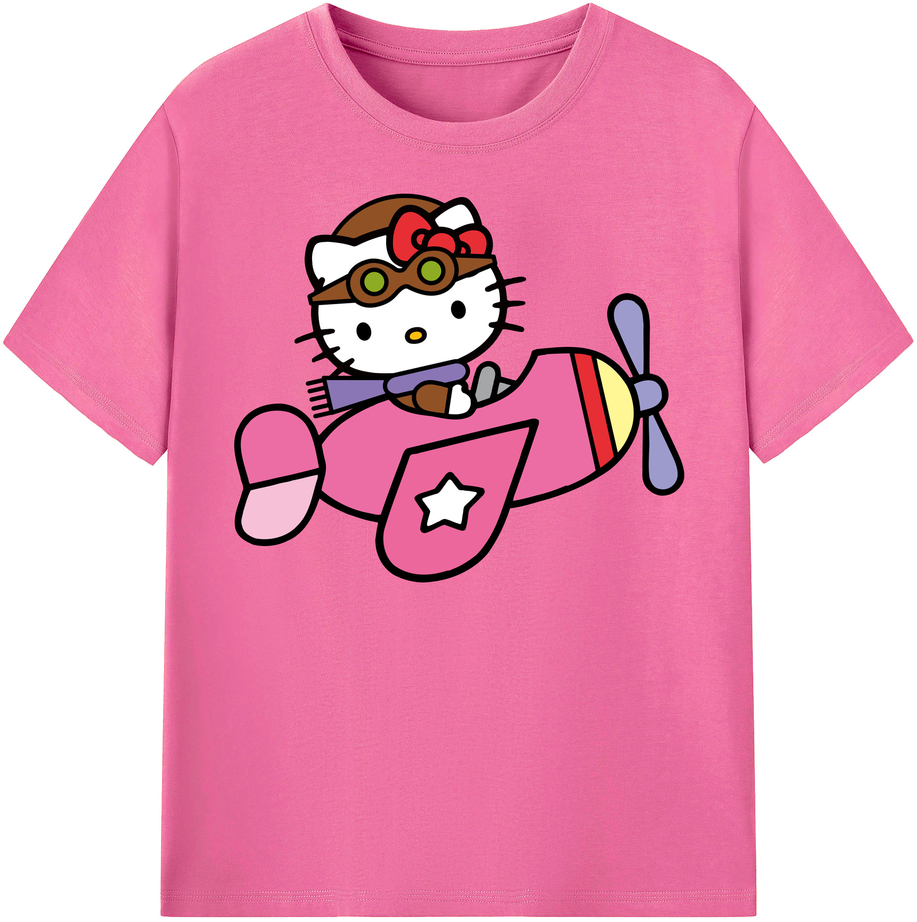 （画像用） Hello Kitty ハローキティ レディースカジュアルプリントTシャツ（綿100％）